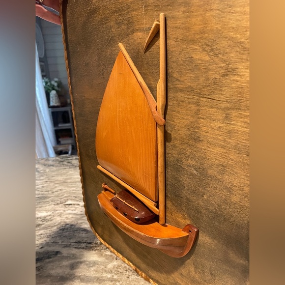Vintage Wooden 3D Sailboat Plaque - Picture 3 of 6